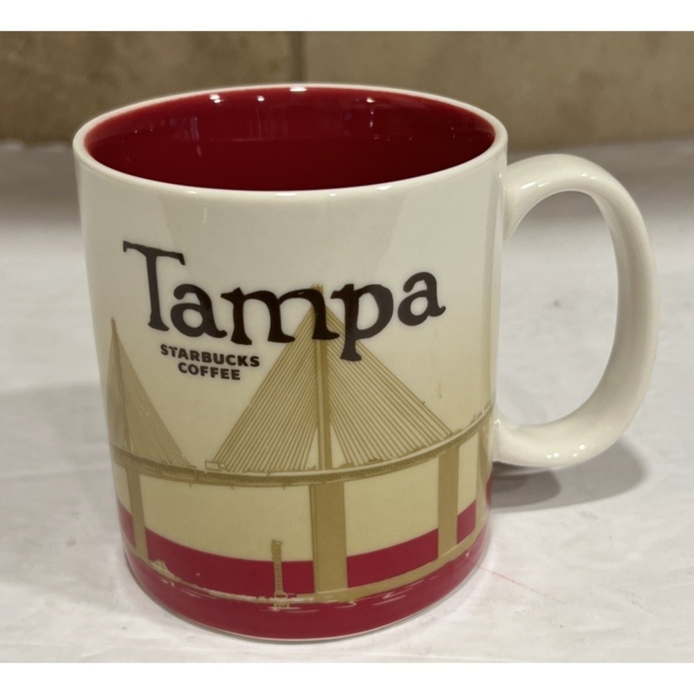 Starbucks Coffee Mug Tampa 2011 Global Icon Series Red Interior 16 Oz